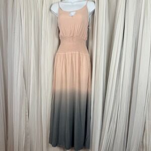 Boutique Ombre Maxi Dress Womens M Peach/pink Grey NWT Smocked BOHO